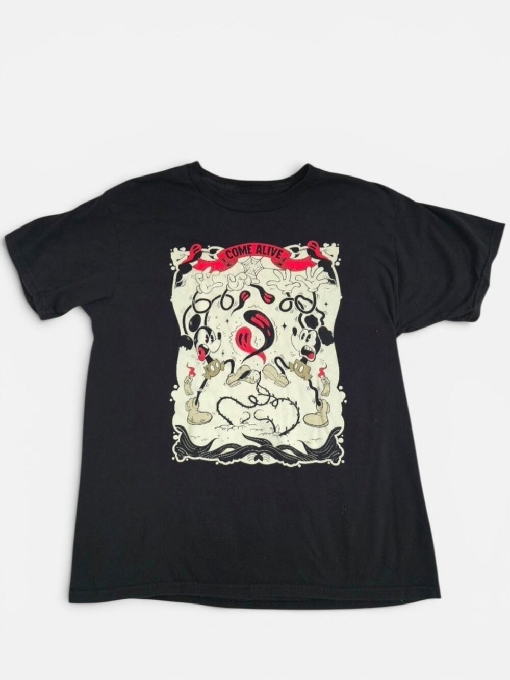 Disney Mickey Mouse Black And Red Come Alive Graphic Tee Large
